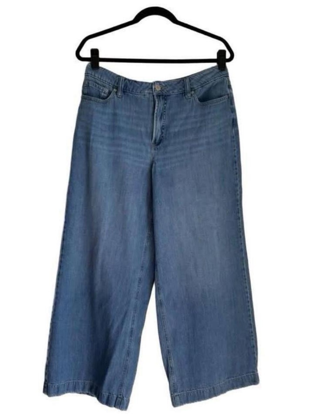 Reitmans Women's Wide-Leg Denim Jeans - Blue Pants Baggy Capsule Wardrobe Large